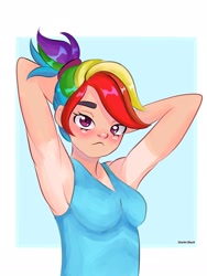 Size: 1536x2048 | Tagged: safe, artist:starlet_black_, imported from derpibooru, rainbow dash, human, female, humanized, simple background, solo, white background