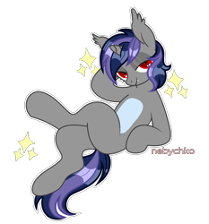 Size: 1860x2000 | Tagged: safe, artist:sarahsuresh-art, imported from derpibooru, oc, oc:dreaming star, bat pony, bat pony unicorn, hybrid, pony, unicorn, base used, bat pony oc, fangs, horn, male, red eyes, seductive, simple background, solo, stallion, stars, transparent background