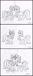 Size: 2350x5400 | Tagged: safe, artist:xyclone, imported from derpibooru, lyra heartstrings, oc, oc:xyclone, pony, unicorn, blushing, canon x oc, clothes, comic, female, kissing, male, scarf, shipping, signature, straight, traditional art