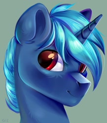 Size: 2360x2720 | Tagged: safe, artist:ske, imported from derpibooru, oc, oc only, pony, unicorn, bust, hair over one eye, looking at you, portrait, smiling, solo