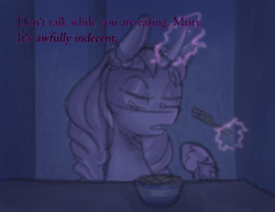 Size: 862x667 | Tagged: safe, anonymous artist, imported from derpibooru, opaline arcana, alicorn, pony, series:misty pov, spoiler:g5, female, food, g5, mare, opabitch, pasta