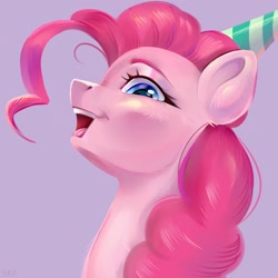 Size: 2000x2000 | Tagged: safe, artist:ske, imported from derpibooru, pinkie pie, earth pony, pony, bust, happy, hat, open mouth, open smile, party hat, smiling, solo