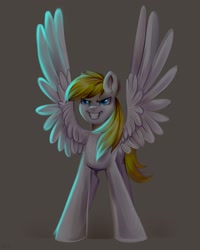 Size: 2000x2500 | Tagged: safe, artist:ske, imported from derpibooru, oc, oc only, pegasus, pony, big grin, furrowed brow, grin, smiling, spread wings, wings