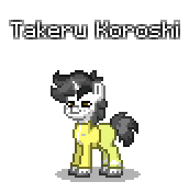 Size: 172x176 | Tagged: safe, artist:dematrix, imported from derpibooru, oc, oc only, oc:takeru koroshi, pony, unicorn, pony town, clothes, male, pixel art, simple background, solo, transparent background