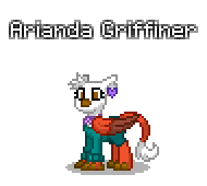Size: 190x170 | Tagged: safe, artist:dematrix, imported from derpibooru, oc, oc only, oc:arianda griffiner, griffon, pony, pony town, clothes, female, pixel art, simple background, solo, transparent background