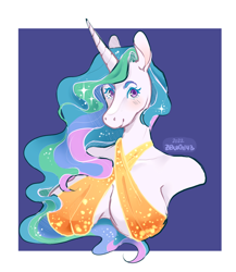 Size: 1300x1500 | Tagged: safe, artist:bbwgoddess143, imported from derpibooru, princess celestia, alicorn, anthro, big breasts, blushing, breasts, bust, busty princess celestia, female, looking at you, mare, passepartout, simple background, smiling, smiling at you, solo, white background