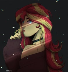 Size: 1878x2009 | Tagged: safe, artist:707_art, imported from derpibooru, sunset shimmer, human, equestria girls, choker, female, solo