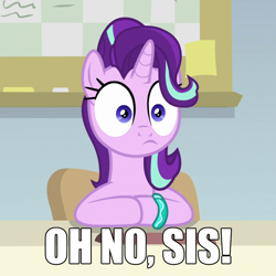 Size: 1440x1440 | Tagged: safe, edit, edited screencap, imported from derpibooru, screencap, starlight glimmer, pony, unicorn, student counsel, caption, cropped, female, i've seen some shit, image macro, mare, meme, muscle man, parody, regular show, solo, starlight glimmer is best facemaker, starlight's office, text, text edit, wide eyes