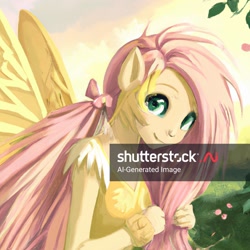 Size: 1024x1024 | Tagged: safe, imported from derpibooru, fluttershy, human, pegasus, ai content, ai generated, female, humanized, solo, watermark