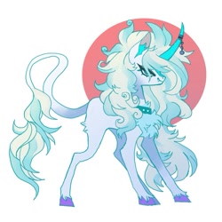 Size: 851x851 | Tagged: safe, artist:batthsalts, imported from derpibooru, oc, oc only, pony, unicorn, chest fluff, choker, colored hooves, curved horn, cute, cute little fangs, fangs, fluffy, horn, horn ring, leonine tail, nimbus, ring, solo, tail, unshorn fetlocks