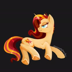 Size: 2048x2048 | Tagged: safe, artist:pleasantlypony, imported from derpibooru, sunset shimmer, pony, unicorn, female, simple background, solo