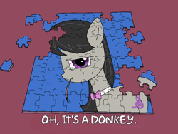 Size: 640x480 | Tagged: safe, artist:omelettepony, imported from derpibooru, octavia melody, pony, burroctavia, drawthread, female, jigsaw, jigsaw puzzle, mare, octavia is not amused, ponified, ponybooru import, puzzle, simpsons did it, solo, unamused