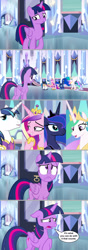 Size: 1138x3236 | Tagged: safe, artist:silverbuller, imported from derpibooru, princess cadance, princess celestia, princess luna, shining armor, twilight sparkle, alicorn, pony, butt, comic, plot, twibutt, twilight sparkle (alicorn)