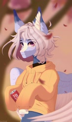 Size: 1266x2160 | Tagged: safe, artist:cherebushek, imported from derpibooru, oc, oc only, pony, clothes, coca-cola, ear fluff, eye clipping through hair, eyebrows, eyebrows visible through hair, freckles, hoodie, looking at you, smiling, solo