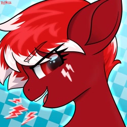 Size: 1500x1500 | Tagged: safe, artist:koapony, imported from derpibooru, oc, oc only, pony, eyebrows, eyebrows visible through hair, lightning, looking at you, open mouth, open smile, smiling, solo