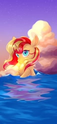 Size: 945x2048 | Tagged: safe, artist:myriadstar3, imported from derpibooru, sunset shimmer, pony, unicorn, female, solo, water