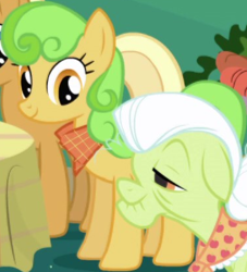 Size: 376x414 | Tagged: safe, imported from derpibooru, screencap, granny smith, perfect pie, earth pony, pony, friendship is magic, apple family member, background character, background pony, cropped, female, mare, solo focus