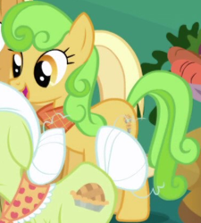 Size: 374x416 | Tagged: safe, imported from derpibooru, screencap, granny smith, perfect pie, earth pony, pony, friendship is magic, apple family member, background character, background pony, cropped, female, mare, solo focus