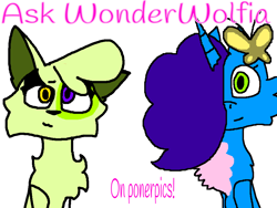 Size: 960x720 | Tagged: safe, artist:wonderwolf51, oc, oc:wonderwolfia, oc:yellowbuttercipher, series:ask wonderwolfia, misty (g5), ponerpics