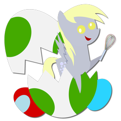 Size: 1600x1600 | Tagged: safe, artist:sketchmcreations, imported from derpibooru, derpy hooves, pegasus, pony, easter, egg, egg (food), female, food, holiday, mare, pipis, pointy ponies, simple background, transparent background, vector, whisk, yoshi egg