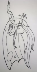 Size: 1996x3903 | Tagged: safe, artist:spoopygirl, derpibooru exclusive, imported from derpibooru, queen chrysalis, changeling, female, lineart, traditional art