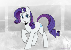Size: 4132x2919 | Tagged: safe, alternate version, artist:daisy_marshmallow, imported from derpibooru, rarity, pony, unicorn, female, g4, looking at you, mare, open mouth, raised hoof, solo