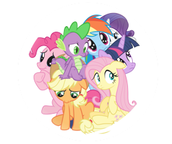 Size: 977x818 | Tagged: safe, artist:midnight--blitz, artist:rebelsuperstar, artist:slb94, imported from derpibooru, applejack, fluttershy, pinkie pie, rainbow dash, rarity, spike, twilight sparkle, bubble, female, g4, in bubble, male, mane six, simple background, starry eyes, transparent background, trap (device), trapped, wingding eyes