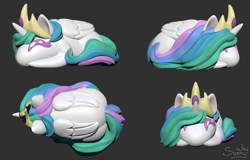 Size: 1468x939 | Tagged: safe, artist:sunny way, imported from derpibooru, princess celestia, alicorn, pony, 3d, bun, buns, chibi, cute, digital art, horn, smiling, solo, wings, zbrush