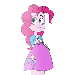 Size: 1548x1657 | Tagged: safe, artist:littlemisspiep, imported from derpibooru, pinkie pie, human, equestria girls, female, simple background, solo, style emulation, the owl house, white background