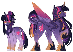Size: 1239x872 | Tagged: safe, artist:kazmuun, imported from derpibooru, twilight sparkle, alicorn, pony, unicorn, alternate design, concave belly, dark belly, height difference, hoof shoes, princess shoes, quadrupedal, simple background, solo, transparent background, twilight sparkle (alicorn), twitterina design, unshorn fetlocks