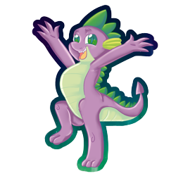 Size: 2000x2000 | Tagged: safe, artist:dankpegasista, derpibooru exclusive, imported from derpibooru, spike, dragon, arms in the air, baby, baby dragon, belly, big smile, claws, digital art, dragon tail, fangs, full body, green eyes, hands in the air, happy, highlights, krita, looking at you, male, open mouth, open smile, outline, png, raised leg, scales, shading, sharp teeth, simple background, simple shading, smiling, smiling at you, solo, standing, standing on one leg, tail, teeth, transparent background, upright, wingless