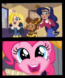 Size: 720x860 | Tagged: safe, artist:carlosuriel13, imported from derpibooru, pinkie pie, bee, earth pony, insect, bumblebee, bumblebee (dc comics), crossover, cute, dc comics, dc superhero girls, diana prince, diapinkes, kara danvers, karen beecher, supergirl, wonder woman