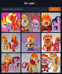 Size: 1536x1812 | Tagged: safe, imported from derpibooru, pony, craiyon, heat miser, machine learning generated, the year without a santa claus, toy, wat