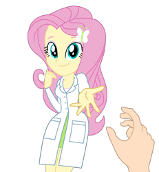 Size: 1784x1930 | Tagged: safe, artist:yaya54320bases, imported from twibooru, part of a set, fluttershy, base used, clothes, fluttershy (eg), fluttershy (eqg), image, lab coat, offering hand, png, scientist