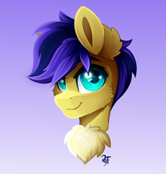 Size: 2000x2100 | Tagged: safe, artist:rainbowfire, imported from derpibooru, oc, oc only, earth pony, pony, blue background, blue eyes, chest fluff, cute, fluffy, gradient background, grin, looking at you, male, smiling, solo, stallion