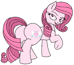 Size: 588x513 | Tagged: safe, artist:noi kincade, imported from derpibooru, oc, oc only, oc:annisa trihapsari, earth pony, pony, annibutt, butt, earth pony oc, female, hair, looking at you, looking back, looking back at you, mane, mare, pink body, pink eyes, pink hair, pink mane, pink tail, plot, sexy, simple background, smiling, smiling at you, solo, tail, transparent background