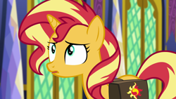 Size: 1920x1080 | Tagged: safe, imported from derpibooru, screencap, sunset shimmer, equestria girls, equestria girls series, forgotten friendship, bag, saddle bag, solo, twilight's castle