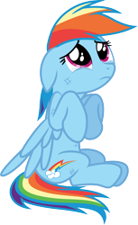 Size: 3000x4903 | Tagged: safe, artist:cloudy glow, imported from derpibooru, rainbow dash, pegasus, pony, may the best pet win, .ai available, crying, cute, dashabetes, sad, sadorable, simple background, solo, transparent background, vector