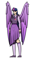 Size: 2750x5000 | Tagged: safe, artist:deroach, edit, imported from derpibooru, twilight sparkle, alicorn, human, clothes, cutie mark on clothes, equestria project humanized, fanfic, fanfic art, humanized, simple background, transparent background, twilight sparkle (alicorn), vector, winged humanization, wings