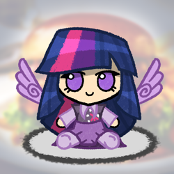 Size: 5500x5500 | Tagged: safe, artist:deroach, edit, imported from derpibooru, twilight sparkle, alicorn, human, burger, clothes, cutie mark on clothes, food, fumo, humanized, plushie, skirt, touhou, twilight sparkle (alicorn), winged humanization, wings