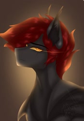 Size: 1423x2048 | Tagged: safe, artist:novadraws19205, imported from derpibooru, oc, oc only, bat pony, pony, eye scar, facial scar, glowing, glowing eyes, looking at you, scar, solo