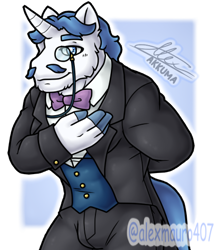 Size: 411x471 | Tagged: safe, artist:alexmauro407, imported from derpibooru, fancypants, anthro, unicorn, buff, clothes, male, muscles, muscular male, outline, passepartout, solo, tuxedo, white outline