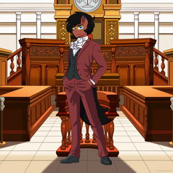 Size: 2048x2048 | Tagged: safe, artist:shallowwin, imported from derpibooru, oc, oc:benjamin terrance tover, anthro, ace attorney, clothes, commission, glasses, lawyer, male, stallion, suit