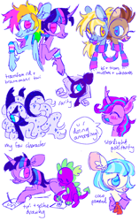 Size: 1208x1920 | Tagged: safe, artist:webkinzworldz, imported from derpibooru, coco pommel, derpy hooves, doctor whooves, princess luna, rainbow dash, rarity, spike, starlight glimmer, time turner, twilight sparkle, alicorn, dragon, earth pony, pegasus, pony, unicorn, alternate design, bisexual pride flag, bisexuality, clothes, cloven hooves, curved horn, drawing, female, horn, male, positive message, pride, pride flag, scarf, simple background, sketch, sketch dump, sparkly mane, striped scarf, trans female, trans male, transgender, transgender pride flag, twilight sparkle (alicorn), unshorn fetlocks, white background
