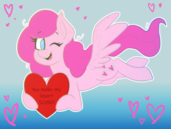 Size: 4800x3600 | Tagged: safe, artist:marshmarlowe, imported from derpibooru, heart throb, pegasus, pony, female, g1, g1 to g4, g4, generation leap, gradient background, heart, heart eyes, holiday, mare, valentine's day, wingding eyes