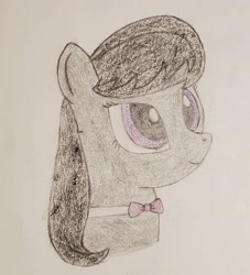 Size: 2766x3044 | Tagged: safe, artist:ceffyl-dŵr, imported from derpibooru, octavia melody, earth pony, pony, bowtie, colored pencil drawing, crayon drawing, solo, traditional art