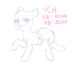 Size: 1000x1000 | Tagged: safe, artist:veincchi, imported from derpibooru, oc, pony, advertisement, auction, blushing, commission, cute, diaper, diaper fetish, fetish, non-baby in diaper, solo, ych example, ych sketch, your character here