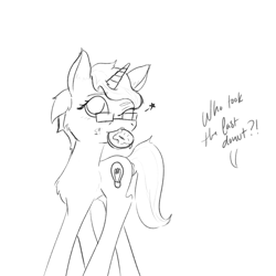 Size: 1500x1500 | Tagged: safe, artist:realnessarae, imported from derpibooru, oc, oc:epiphany thoughts, unicorn, donut, food, solo, speech bubble