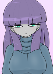 Size: 1575x2224 | Tagged: safe, artist:batipin, imported from derpibooru, maud pie, human, equestria girls, bedroom eyes, breasts, busty maud pie, female, looking at you, smiling, solo, when she smiles