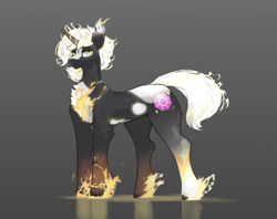 Size: 2402x1900 | Tagged: safe, artist:nsilverdraws, imported from derpibooru, oc, oc only, oc:dalem sundown, pony, unicorn, gradient background, magic, male, reflection, solo, sundown clan